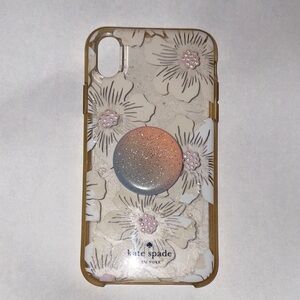 ♠️ KATE SPADE: Glitter Floral iPhone XR Case - with Phone Bracket
